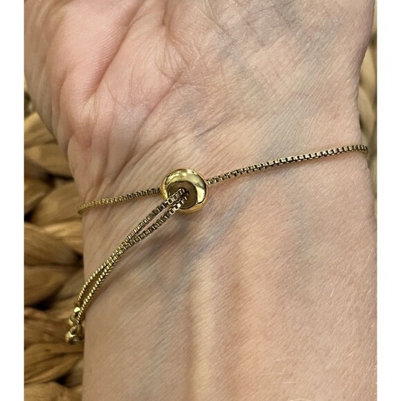 Treasure Initial “A” Box Chain CZ Baguette Tennis Bracelet Adjustable Novelty - Picture 3 of 6